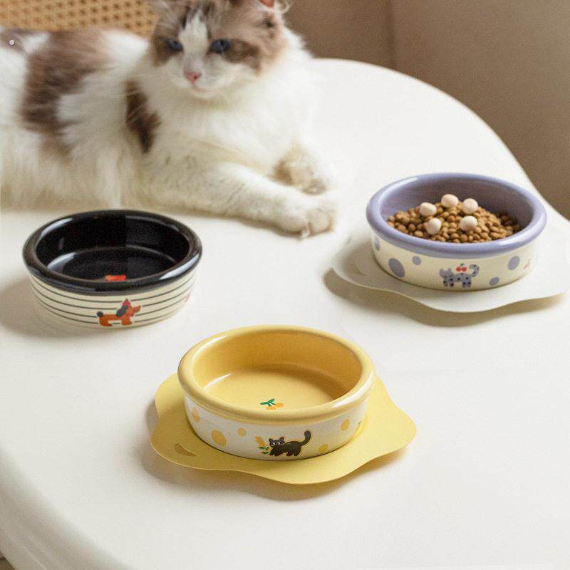 陶瓷猫碗猫食盆防打翻大口径小猫幼猫喝水碗宠物幼犬食盆防黑下巴