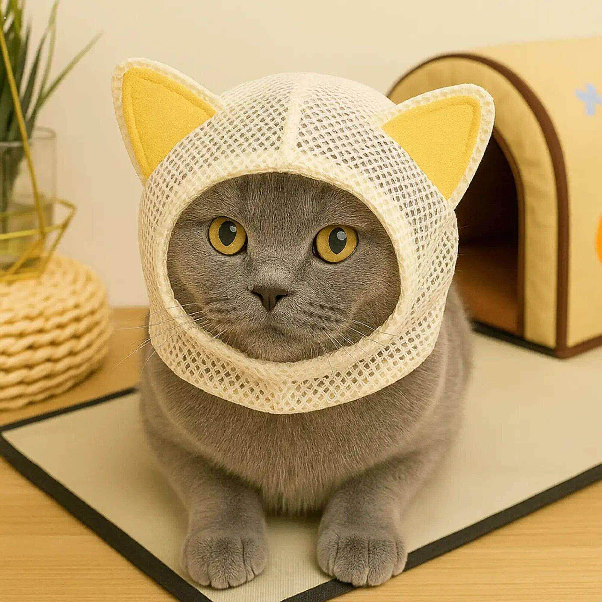 新款猫咪防咬剪指甲护理防护嘴套宠物用品头套猫咪头罩防咬防误食