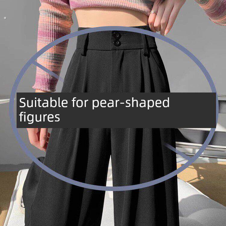 冰丝西装裤女夏季薄款防晒速干阔腿裤休闲窄版西裤小个子直筒裤子