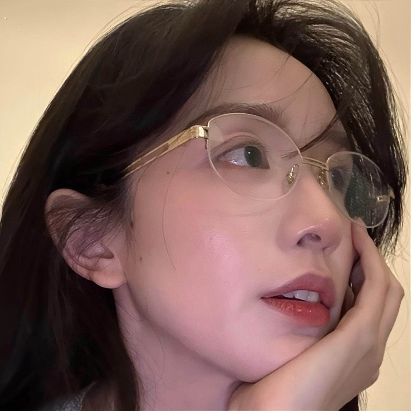 韩系高智姐姐~覆古椭圆眼镜女高级感素颜防蓝光近视眼镜框显脸小