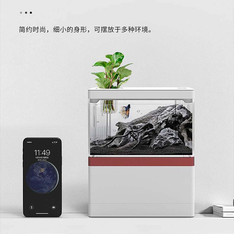 迷你桌面鱼缸小型自循环免换水生态创意造景办公室家用鱼缸水族箱