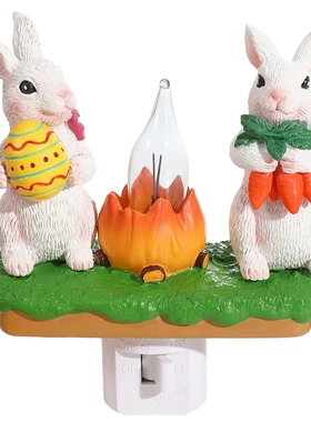 爆款复活节兔子闪烁灯居家少儿房背景装饰创意树脂工艺品摆件