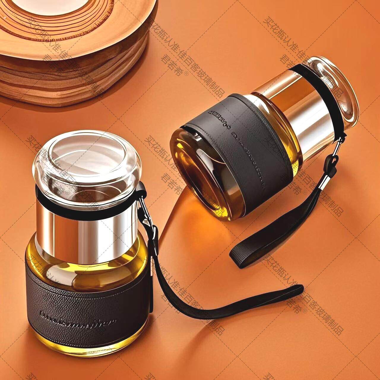 可携式茶具泡茶分离器提环二合一茶水分离杯茶水杯耐热户外玻璃杯