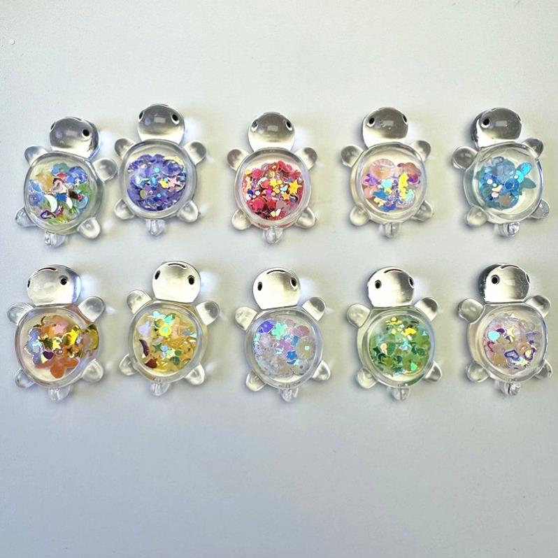 新款夜光透明亮片乌龟可爱奶油胶配件桌面摆件潮玩饰品