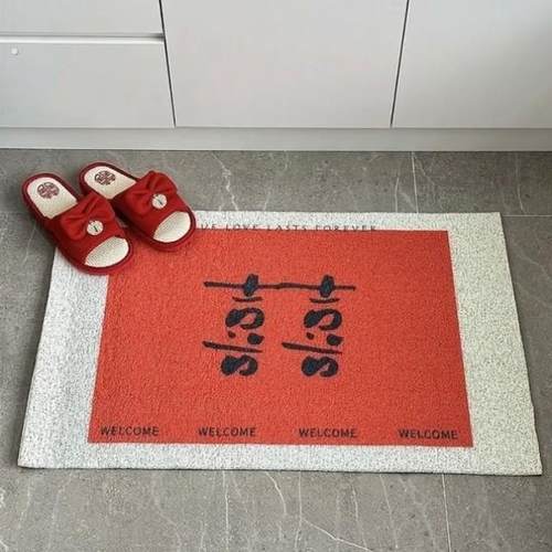 【备婚好物】结婚订婚喜庆入户门专用地垫除尘脚垫玄关可裁剪地毯