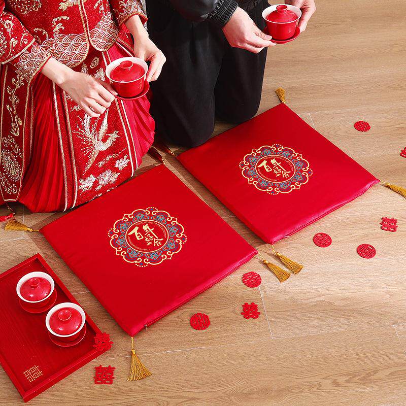 跪垫结婚敬茶跪垫坐福垫一对敬酒跪拜喜垫新娘改口婚庆结婚坐福垫