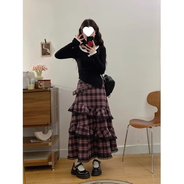 小个子格子半身连衣裙子女春秋季2025新款学院风穿搭一整套高级感