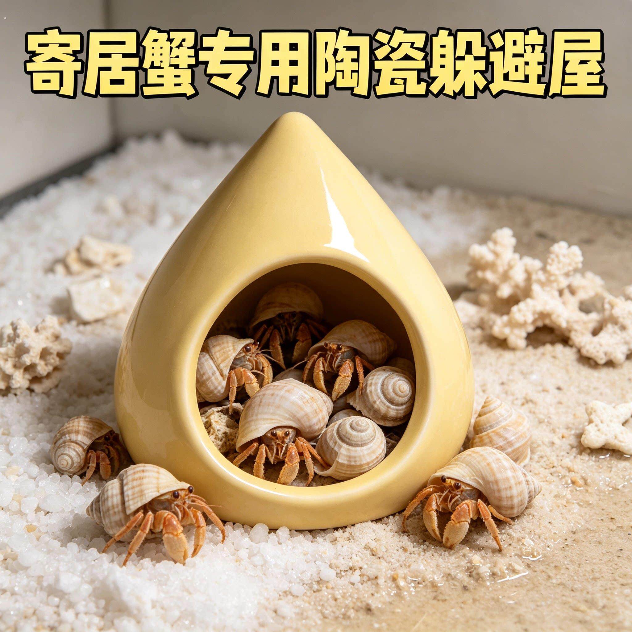 寄居蟹专用躲避屋陶瓷窝休息装饰爬宠生态造景陶瓷降温冰屋防暑夏