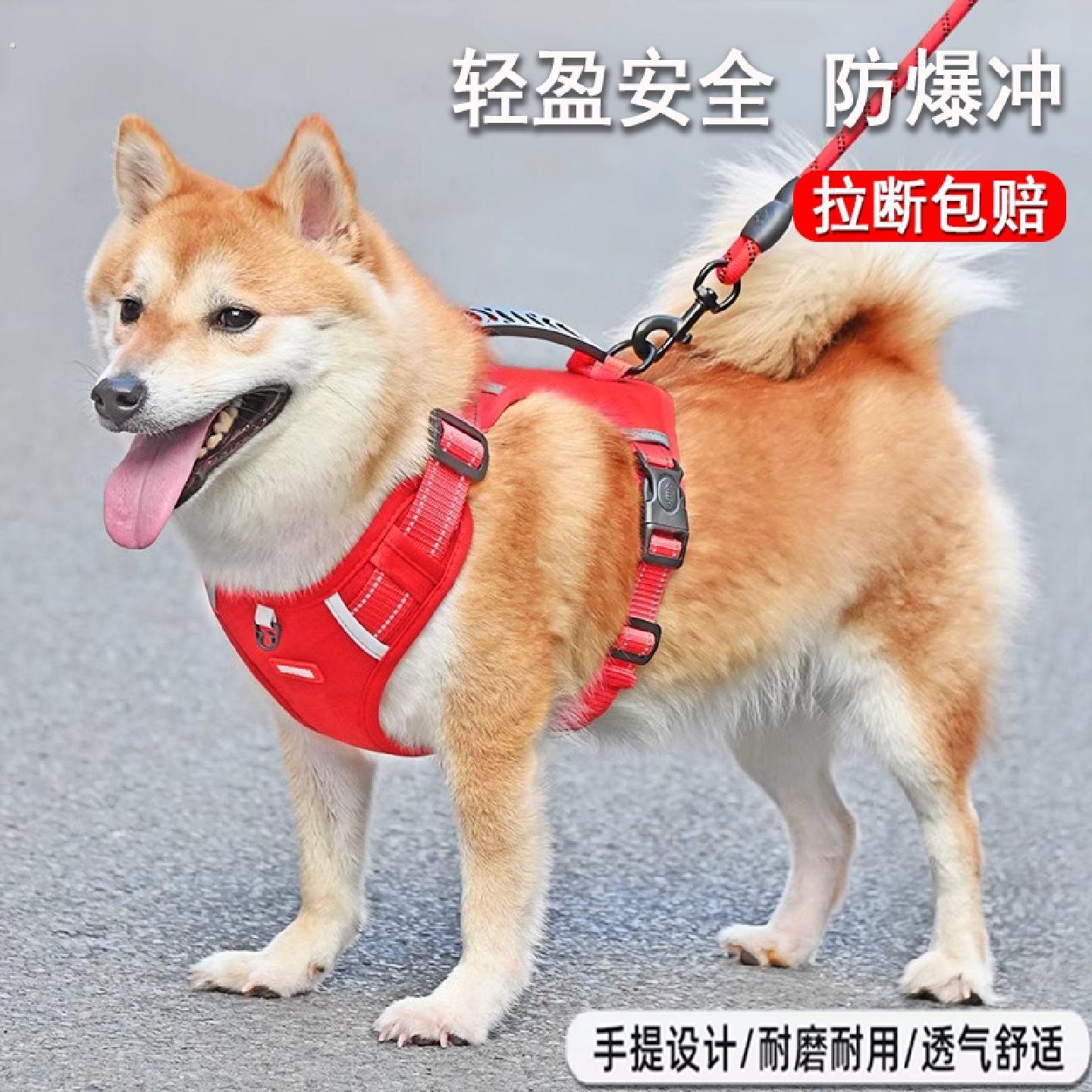 狗狗牵引绳背心式胸抱婴袋中大型犬外出专用遛狗绳小狗项圈宠物狗