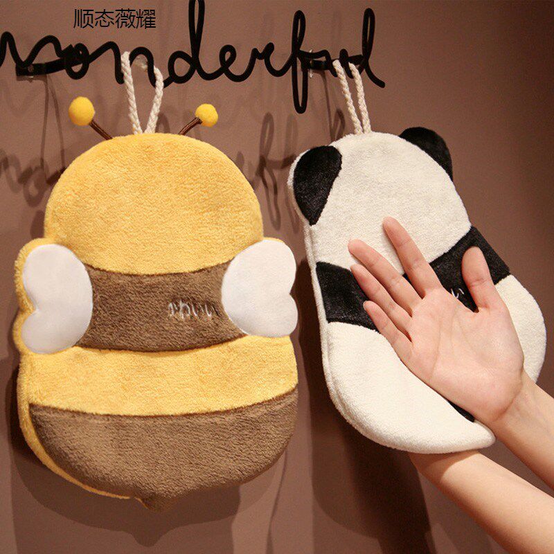 洗手擦手毛巾吸水不掉毛卫生间擦手巾挂式可爱儿童宝宝卡通抹手布