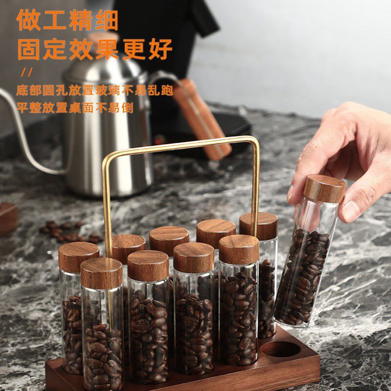 咖啡豆分装瓶玻璃试管茶叶展示架闻香瓶咖啡粉单管收纳保存密封罐