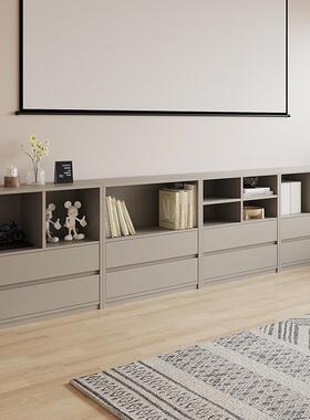 实木白色矮书柜电视柜一体自由组合收纳柜现代简约家用客厅储物w&