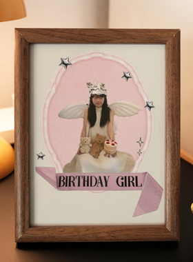 Birthday Girl少女风主题摆台天使人像相框闺蜜女友创意生日礼物