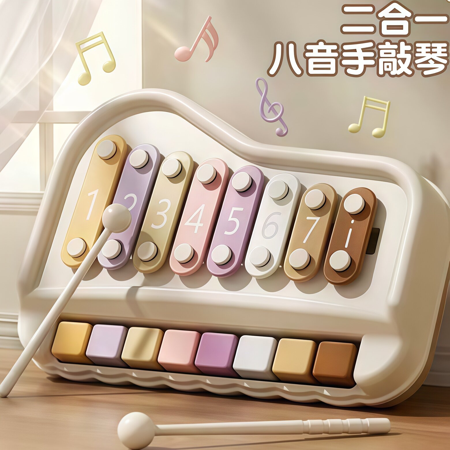 一岁宝宝音乐启蒙益智八音手敲琴6-12个月女婴儿幼童敲击乐器玩具