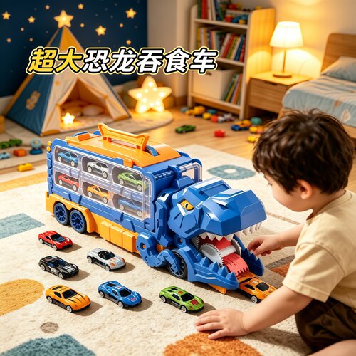恐龙吞轨弹射合金小车