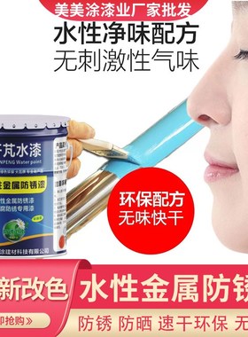 水性金属漆防锈漆栏杆铁门窗铁漆黑色免除锈防腐翻新快干油漆家用