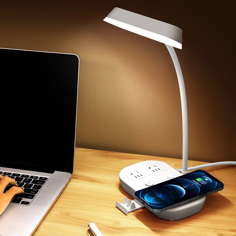 台灯卧室床头灯LED护眼灯小夜灯智能插座无线充电卧室床头灯带USB
