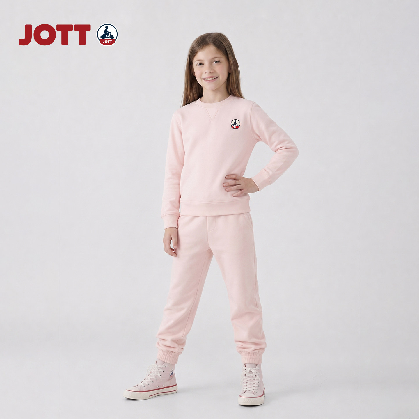 JOTT/专柜正品 圆领套头粉色长袖卫衣儿童男女童装上衣春秋新款图片