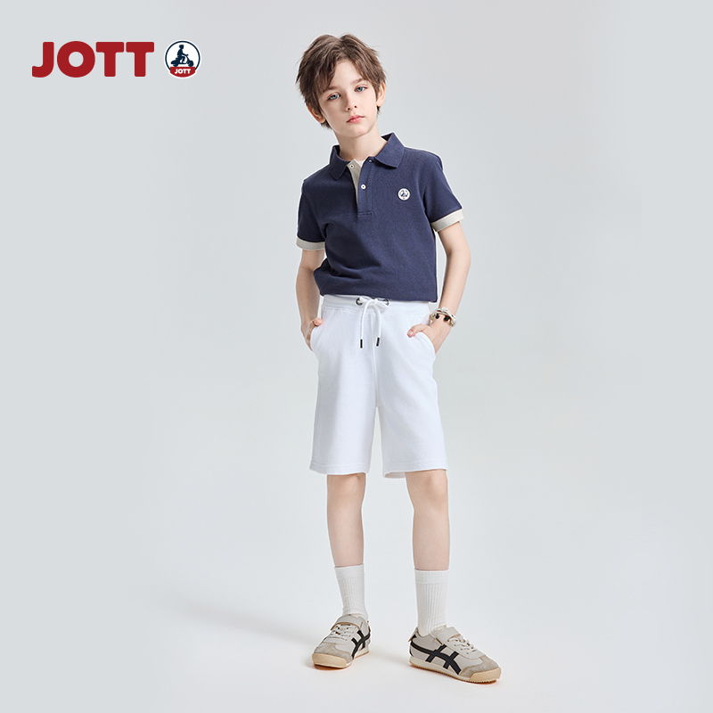 JOTT儿童短裤休闲百搭时尚运动风短裤设计感抽绳舒适透气全棉短裤