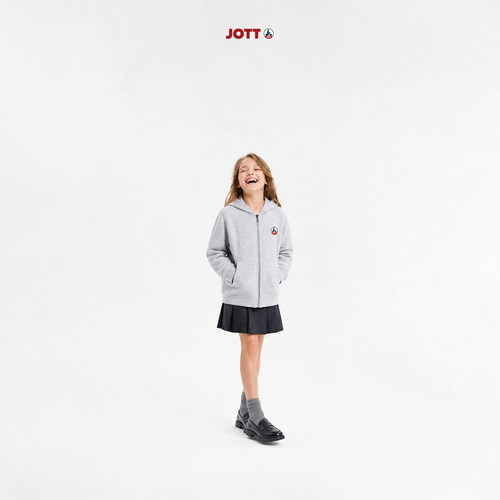 JOTT/儿童中性连帽拉链开衫简约时尚卫衣外套长袖男女童装春秋款