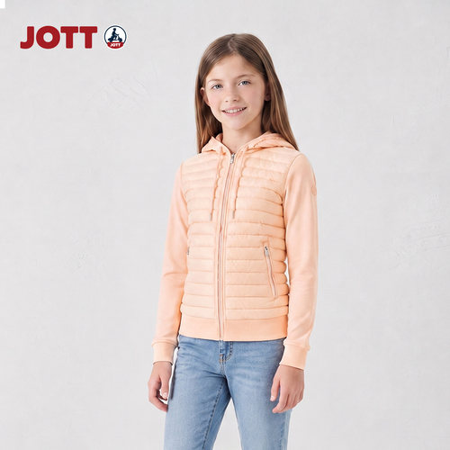 JOTT/轻薄排骨拼接羽绒服 简约时尚保暖男女童装外套 儿童秋冬款