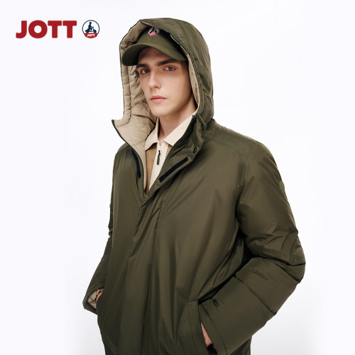 JOTT男士保暖连帽中长款羽绒服
