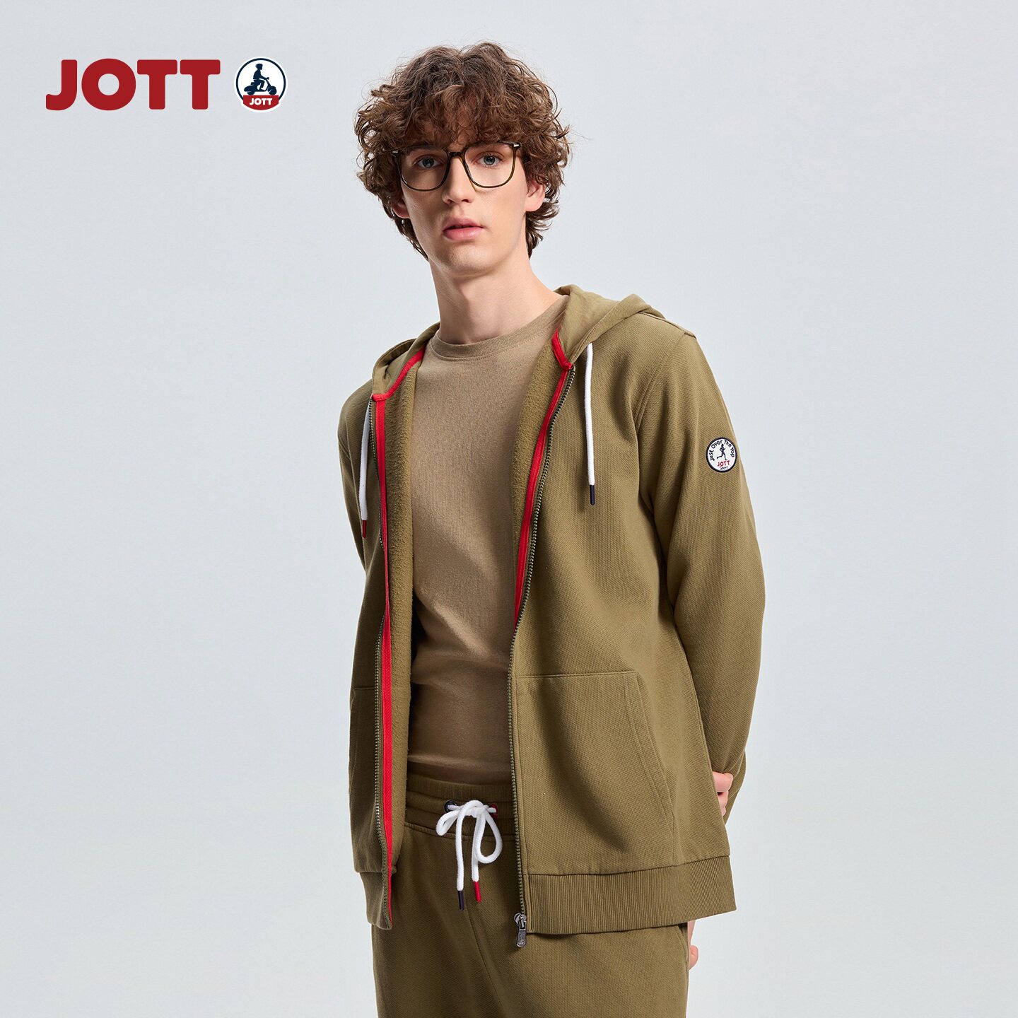 JOTT 专柜正品 | 抽绳连帽开衫 简约时尚男士拉链卫衣纯色 春新款