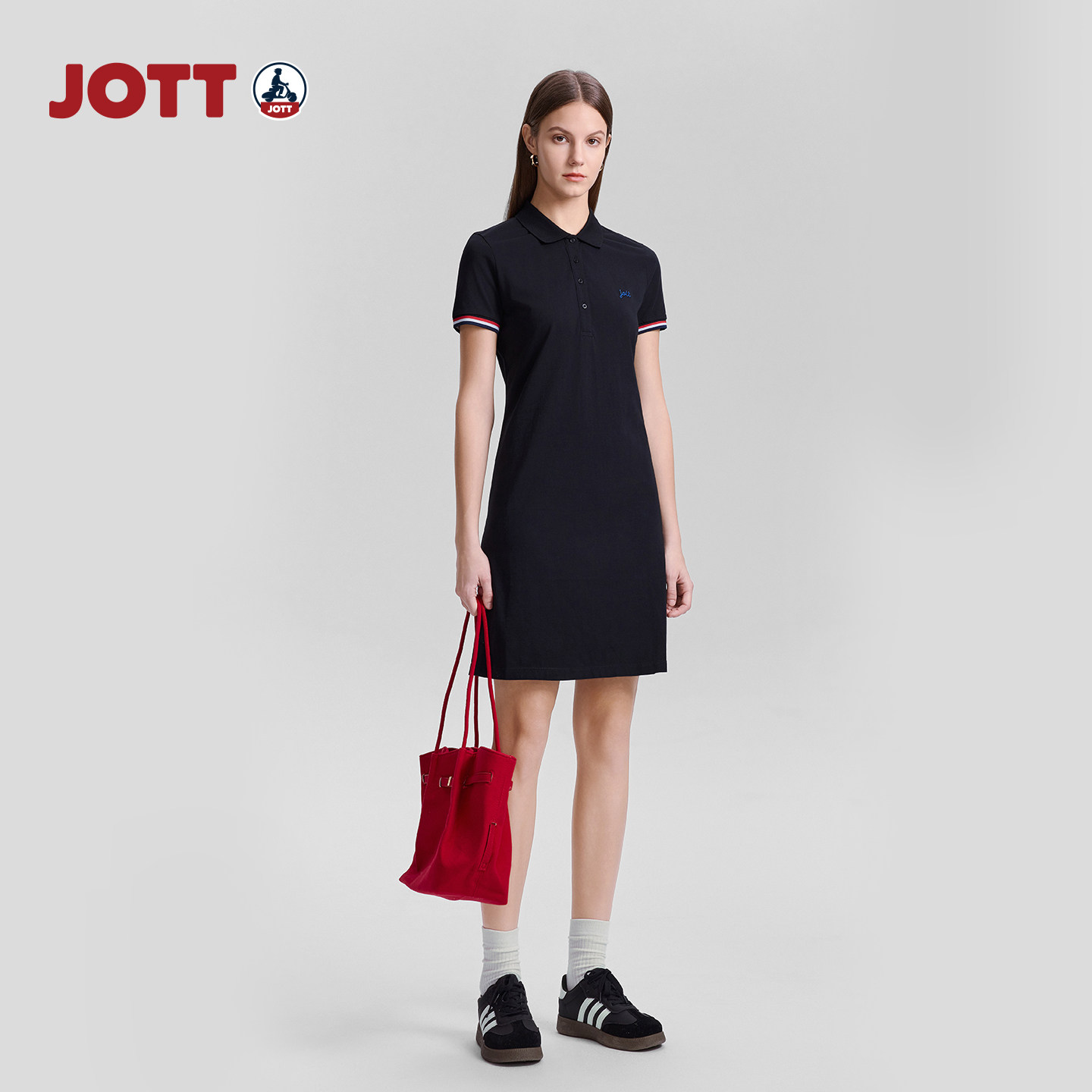 JOTT女士夏季全棉POLO短袖连衣裙图片