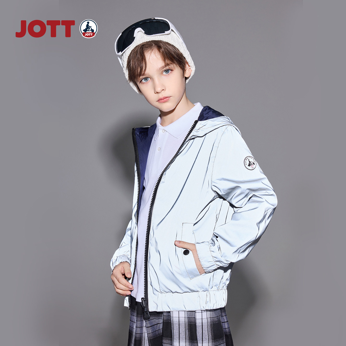 JOTT 专柜正品 | 印花连帽夹克 简约两面可穿儿童男女童装外套 春图片