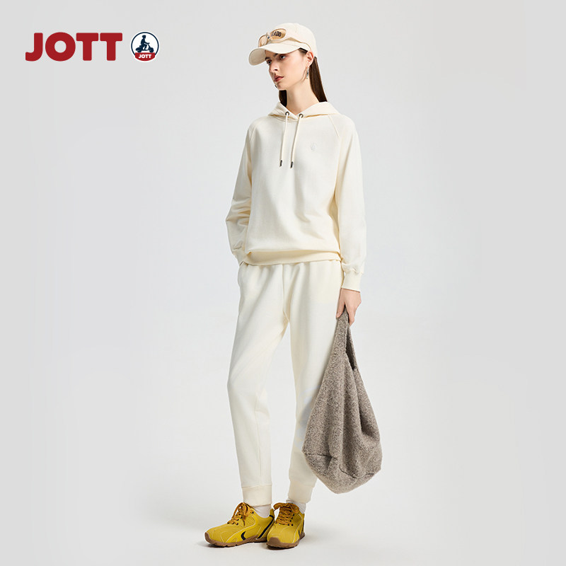 JOTT 专柜正品 | 松紧腰小脚裤 简约运动女士针织长裤子卫裤 春秋