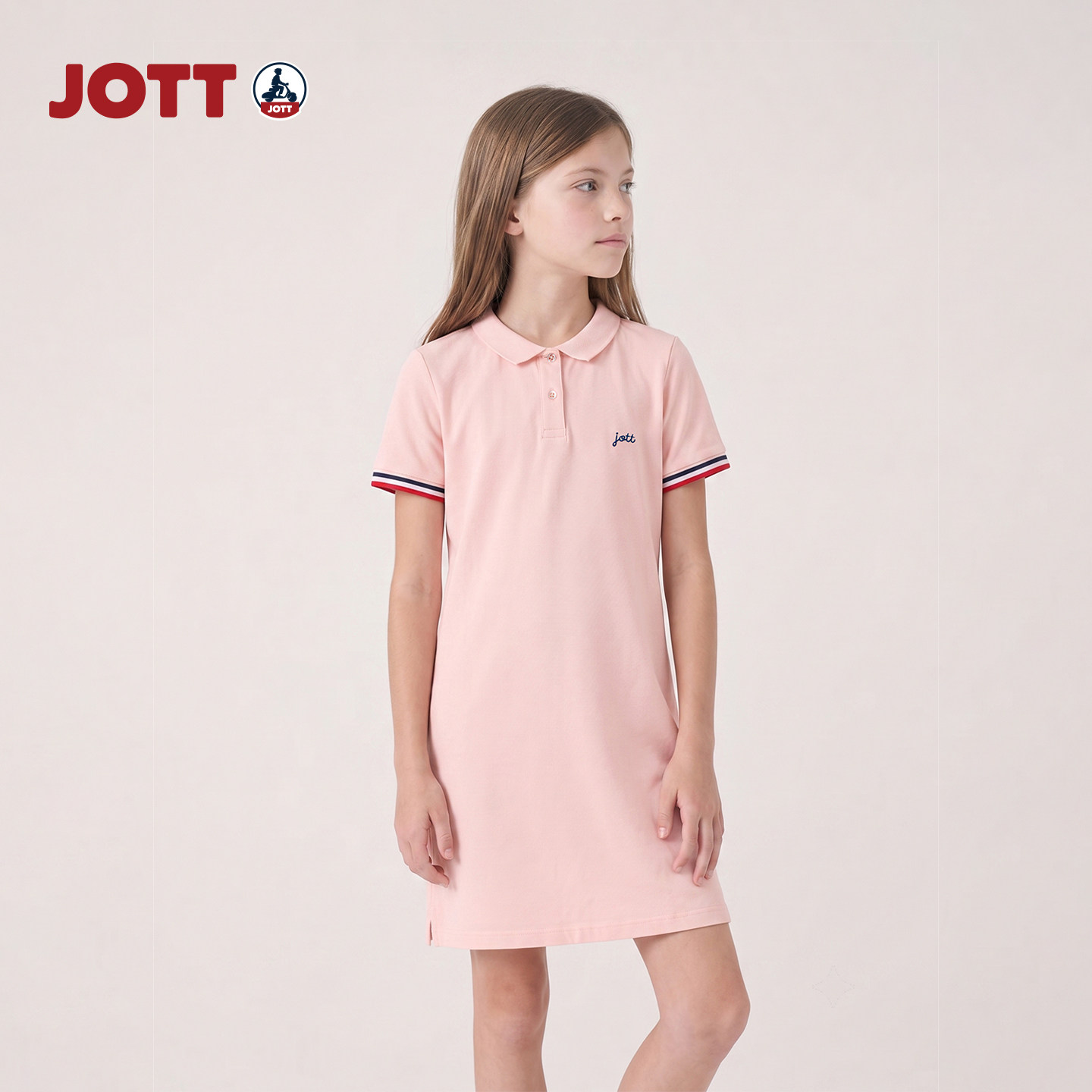JOTT/专柜正品女童polo连衣裙简约时尚短袖粉红色短裙童装夏季款图片