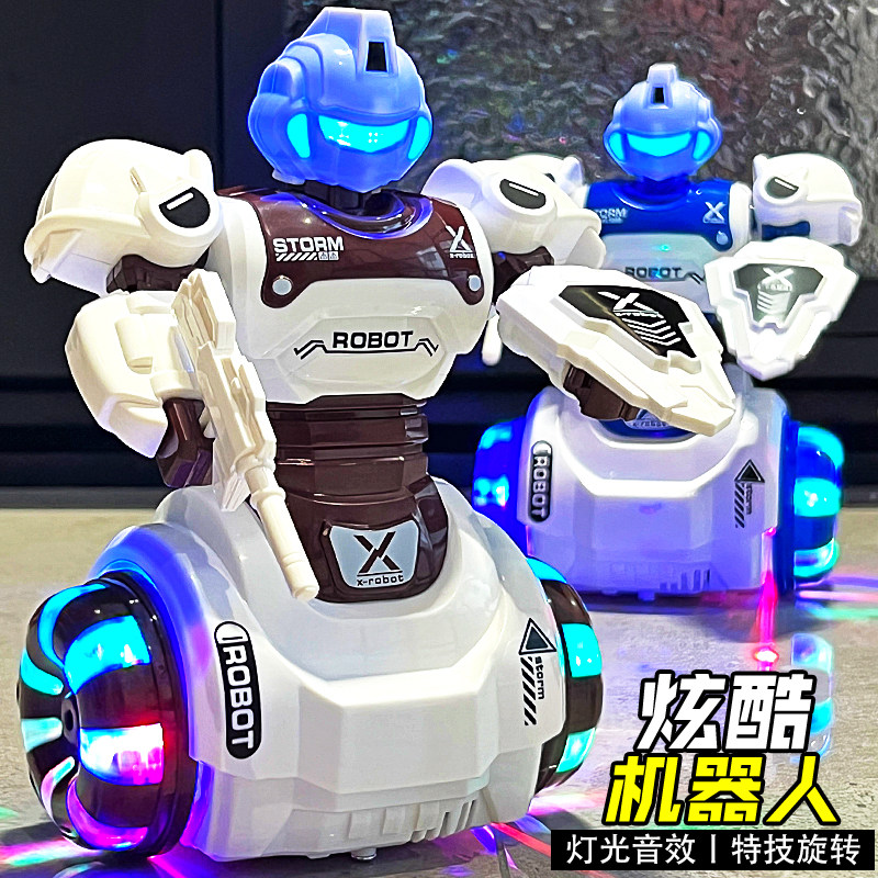 益智儿童宝宝0-3-6周岁声光旋转机器人玩具男孩子2女孩4小孩5礼物