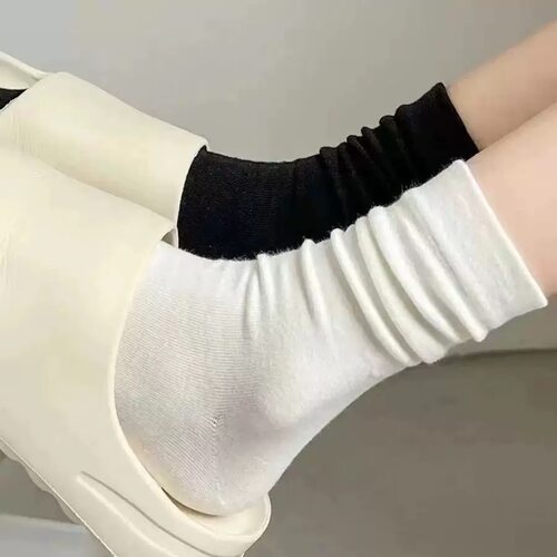 月子春夏女白色无骨堆堆中筒袜