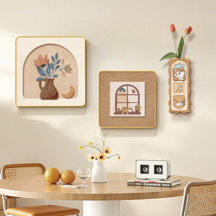 饰画轻奢高级感挂画简约现代2025新款 奶油风餐厅装 饭厅餐桌上壁画