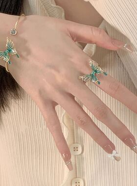 新中式~绿色蝴蝶手镯2025小众设计感中国风气质饰品女闺蜜手饰