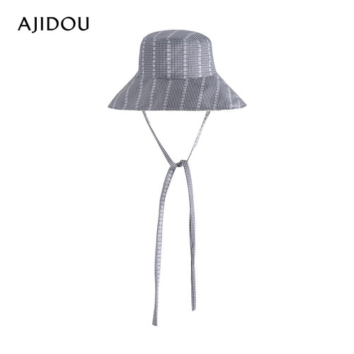 阿吉豆防晒帽女款灰渔夫帽遮阳帽