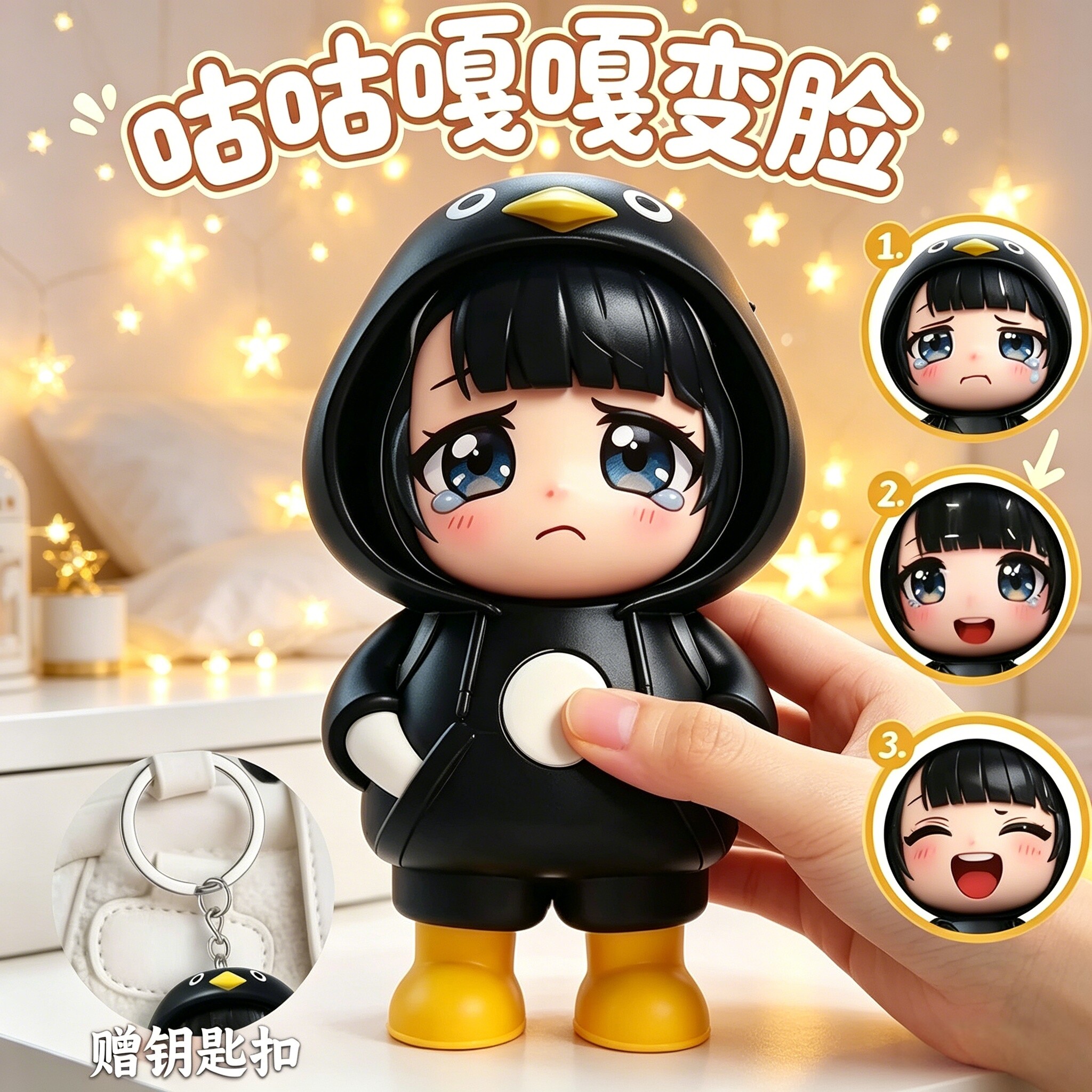 小企鹅管理员变脸娃娃玩具终末地咕咕嘎嘎表情包公仔儿童书包挂件图片