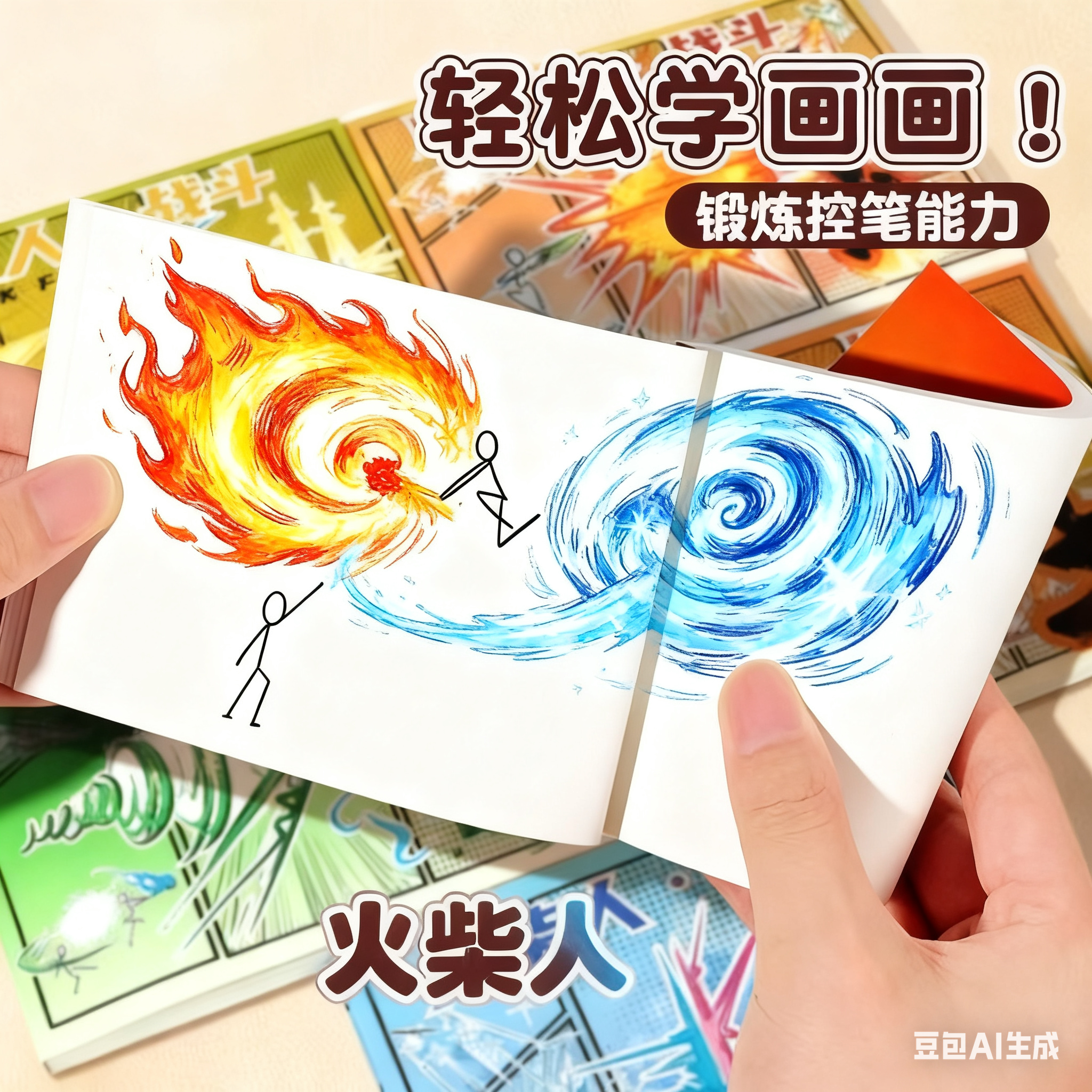 【火柴人格斗】手翻书连环画画本