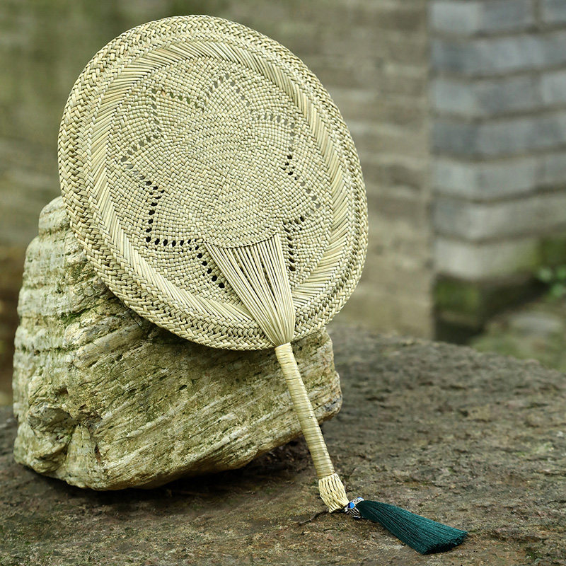 手工编织扇蒲草扇驱蚊扇手摇老式纳凉扇团扇夏季中国风草编