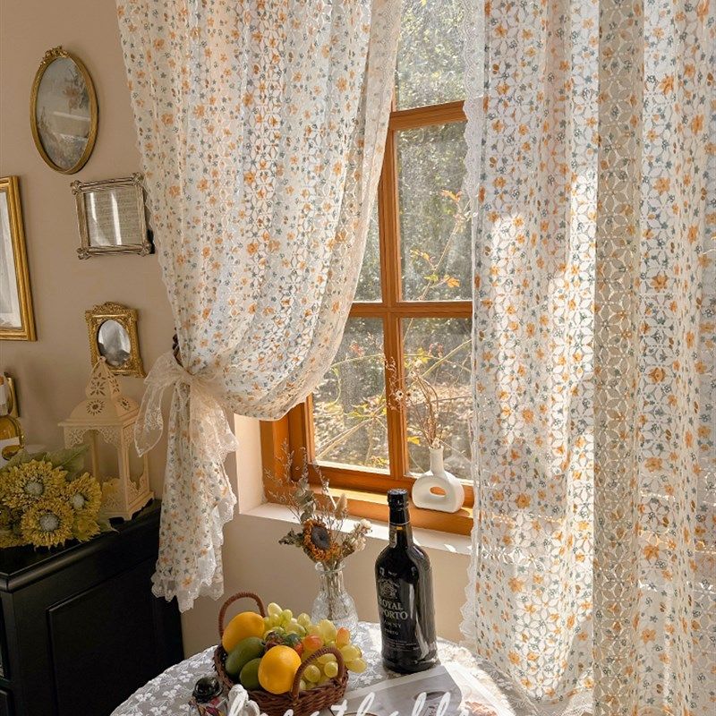法式浪漫洛可可小窗帘蕾丝花边田园ins风纱帘复古半帘免打孔门帘