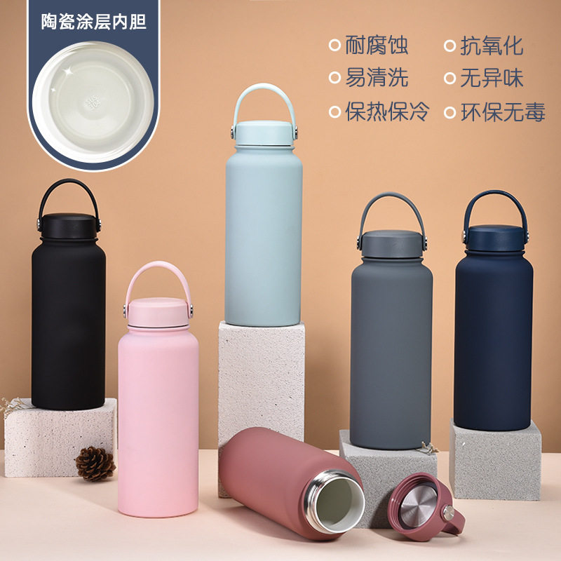 陶瓷涂层内胆容量保温杯广口壶便携户外运动杯