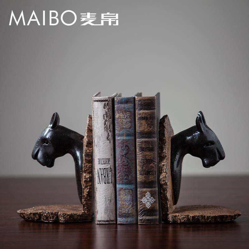 麦帛欧式创意动物书挡摆件书立架书柜装饰书架档样板房办公室摆设