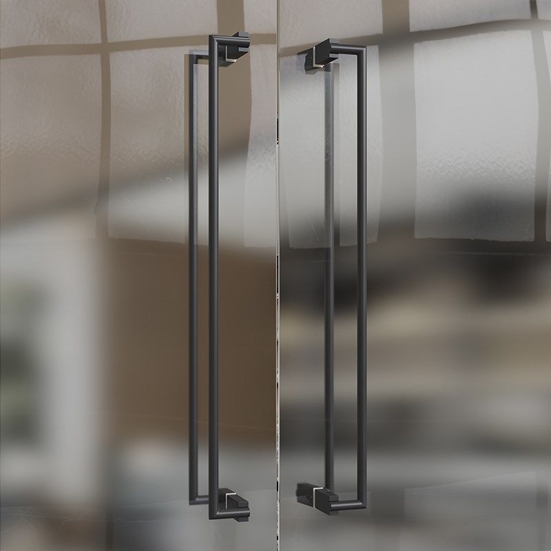极简约有无框玻璃实木大门拉手不锈钢轻奢办公室金黑色侧装推把手