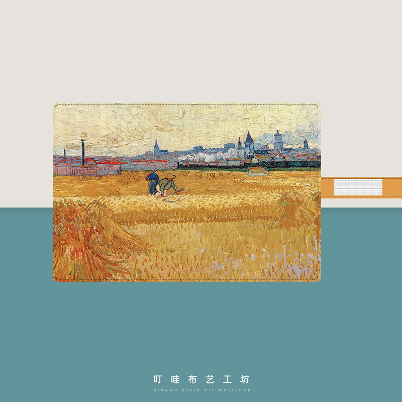 梵油画麦田布艺笔帘卷笔帘来图定文创卷笔袋文具袋收纳卷帘