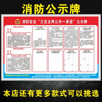 三自主两公开一承诺消安全公示栏消安全检查度四个能