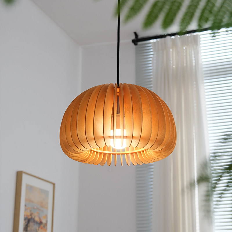 物设 日式复古南瓜餐厅吊灯 中古侘寂风原木风民宿书房卧室灯具,家装灯饰光源,餐厅吊灯,淘宝优惠券,粉丝福利购,淘宝优惠卷