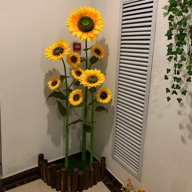 向日葵仿真太阳花假花摆设花艺干花落地道具家居