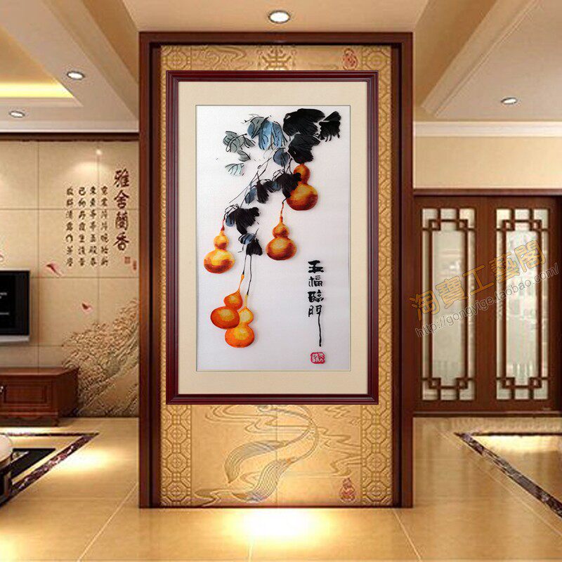 底 苏绣装框成品 玄关挂画事事如意 幸福美满 刺绣成品
