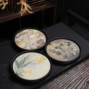 速干吸茶盘陶瓷干泡盘圆形茶台茶海功夫茶具壶承小号