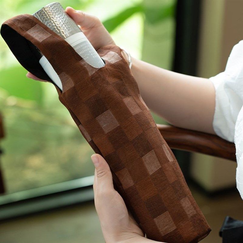 全手工香云纱编织格纹布袋中式保温杯袋茶壶袋旅行茶具茶布袋,收纳整理,包包收纳袋,淘宝优惠券,粉丝福利购,淘宝优惠卷